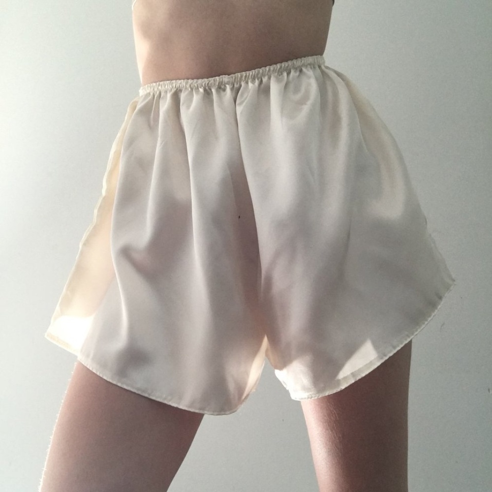 Oversized flowy silk shorts